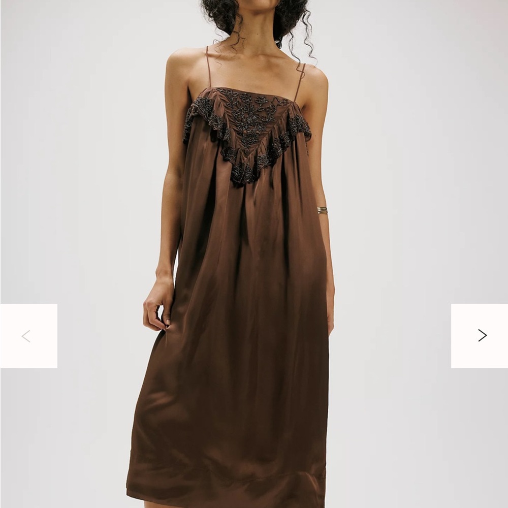 Free People Brown Lace-Trim Midi Dress - Picture 4 of 4
